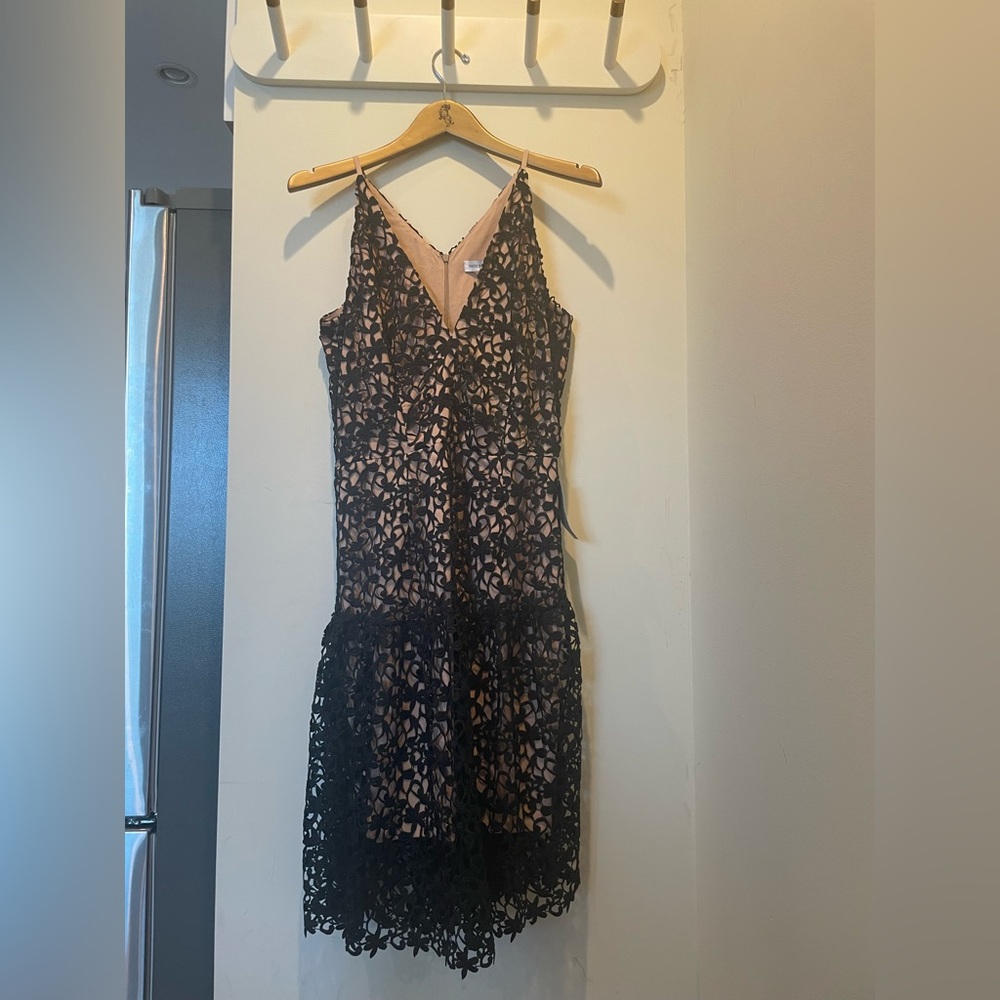 NWT Black Lace Dress the Population Dress, Size Large